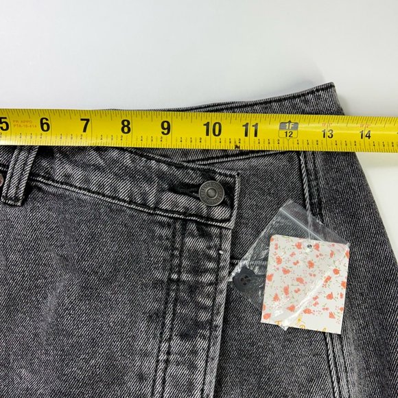 We The Free People Womens Button Up Wrap Skirt Sulphor Black Denim Mini 25 New - Picture 6 of 12